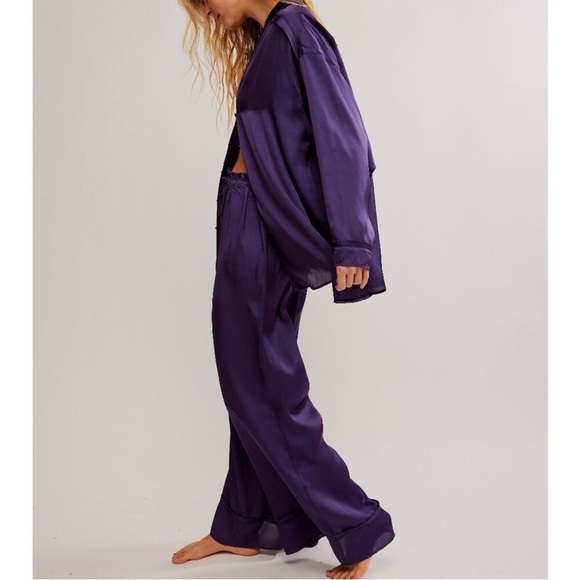 NWT  Free People Dreamy Days Solid PJ Set / Gothic Grape  Size: S - Picture 2 of 4
